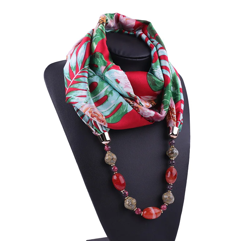 Women Chiffon Jewelry Statement Necklace Pendant Scarf Head Scarves Women Foulard Femme Accessories