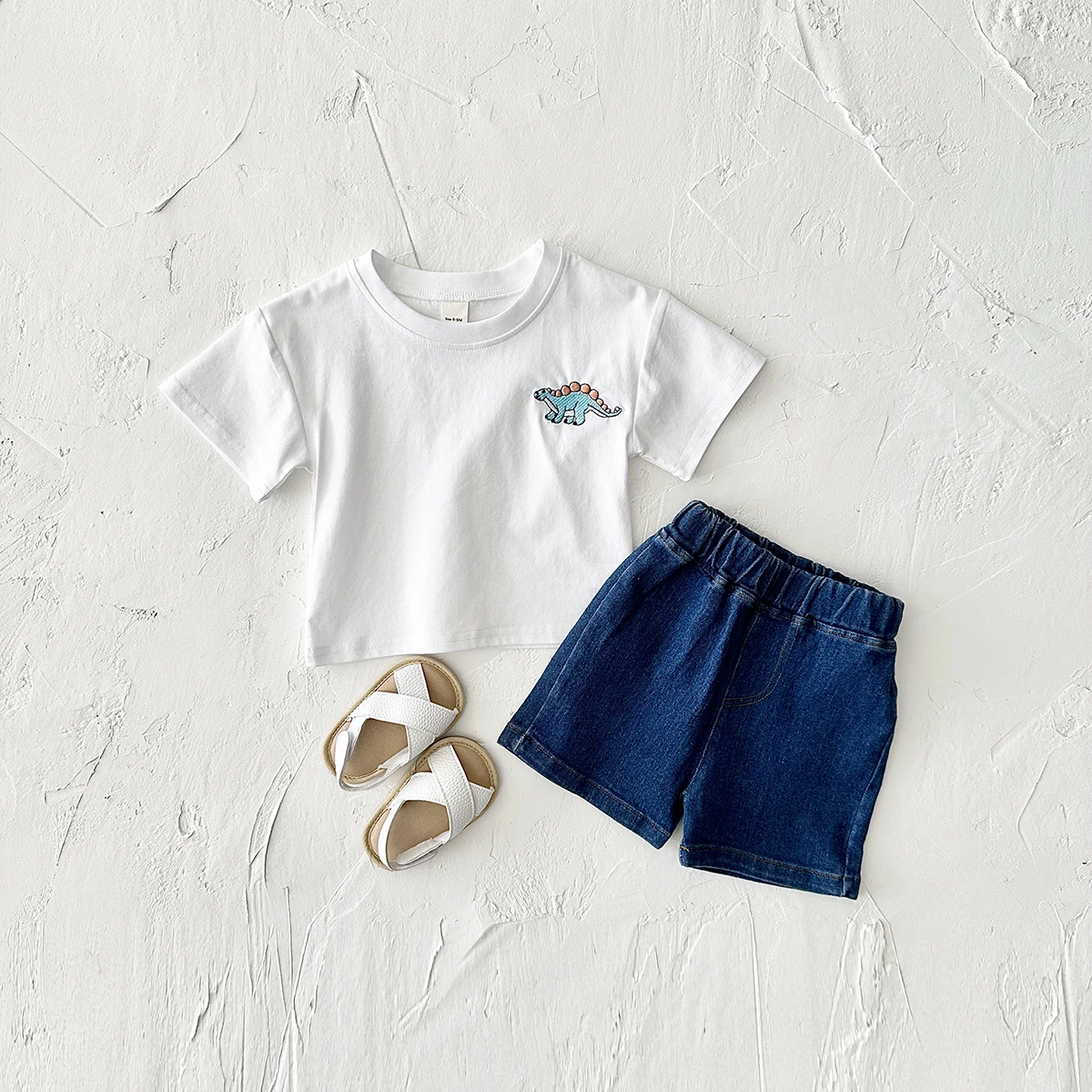 Summer Boys Clothing 2PCS Baby Short Sleeved T-Shirt+Shorts Sportswear Dinosaur Embroidery Casual Girls Set 0-3Y Children