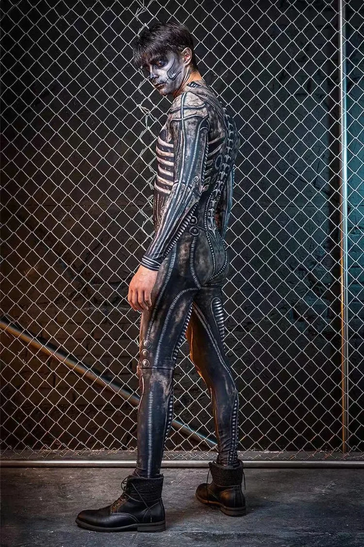 Disfraz de Halloween con estampado 3D para hombre, traje de Cosplay de manga larga con esqueleto, Zentai, ropa de Fitness para adultos, 2022