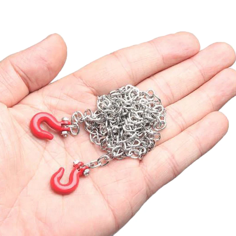Crochet de remorquage de sauvetage simulé en métal sur chenilles Rc, chaîne de corde de remorquage 1/10 Traxxas Trx4 Defender Ford Mustang Axial Sc10 90046