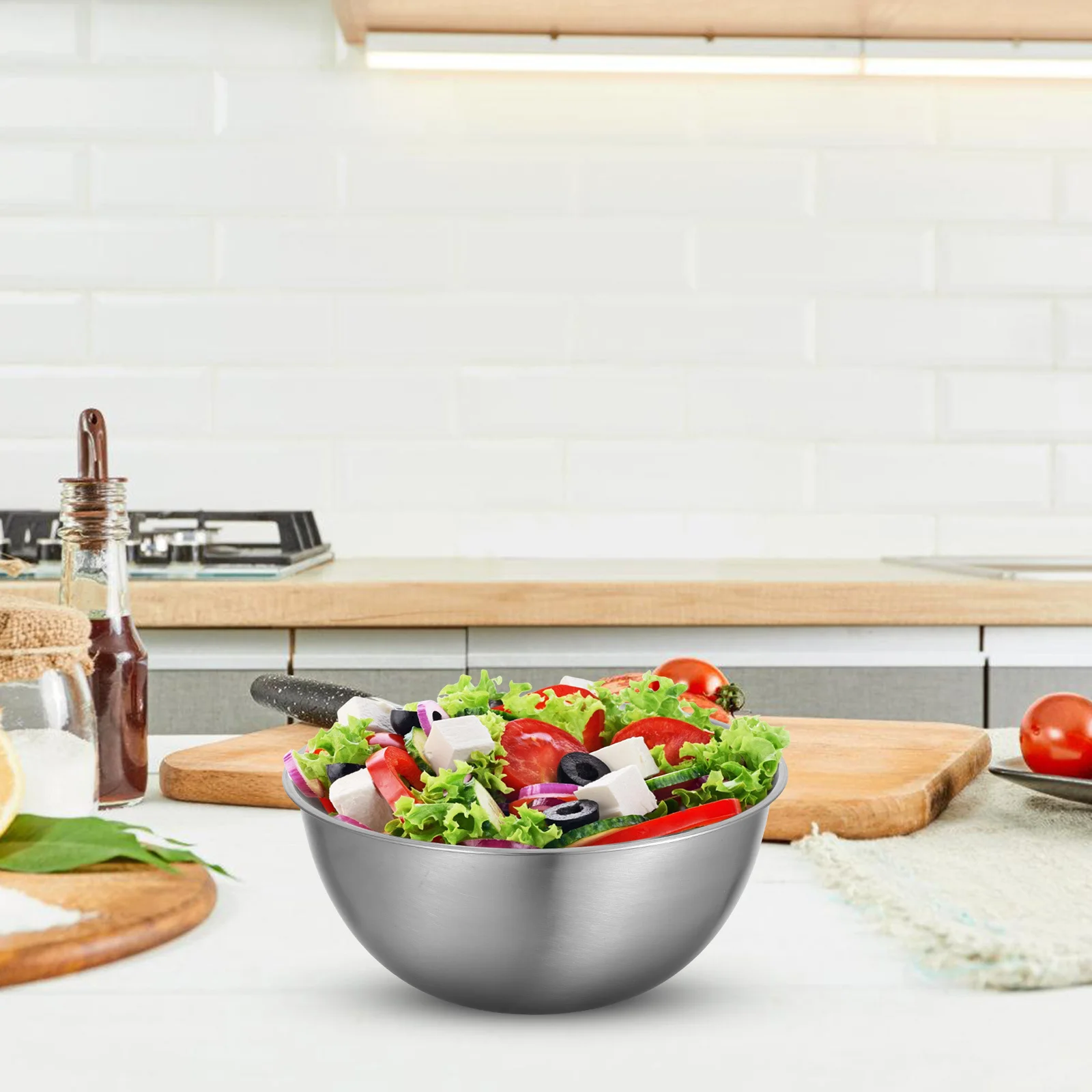 

Thicker Bottom Stainless Steel Mixing Bowl 2000Ml Kitchen Organizer With Measurement Markings For Food Storage Salad
