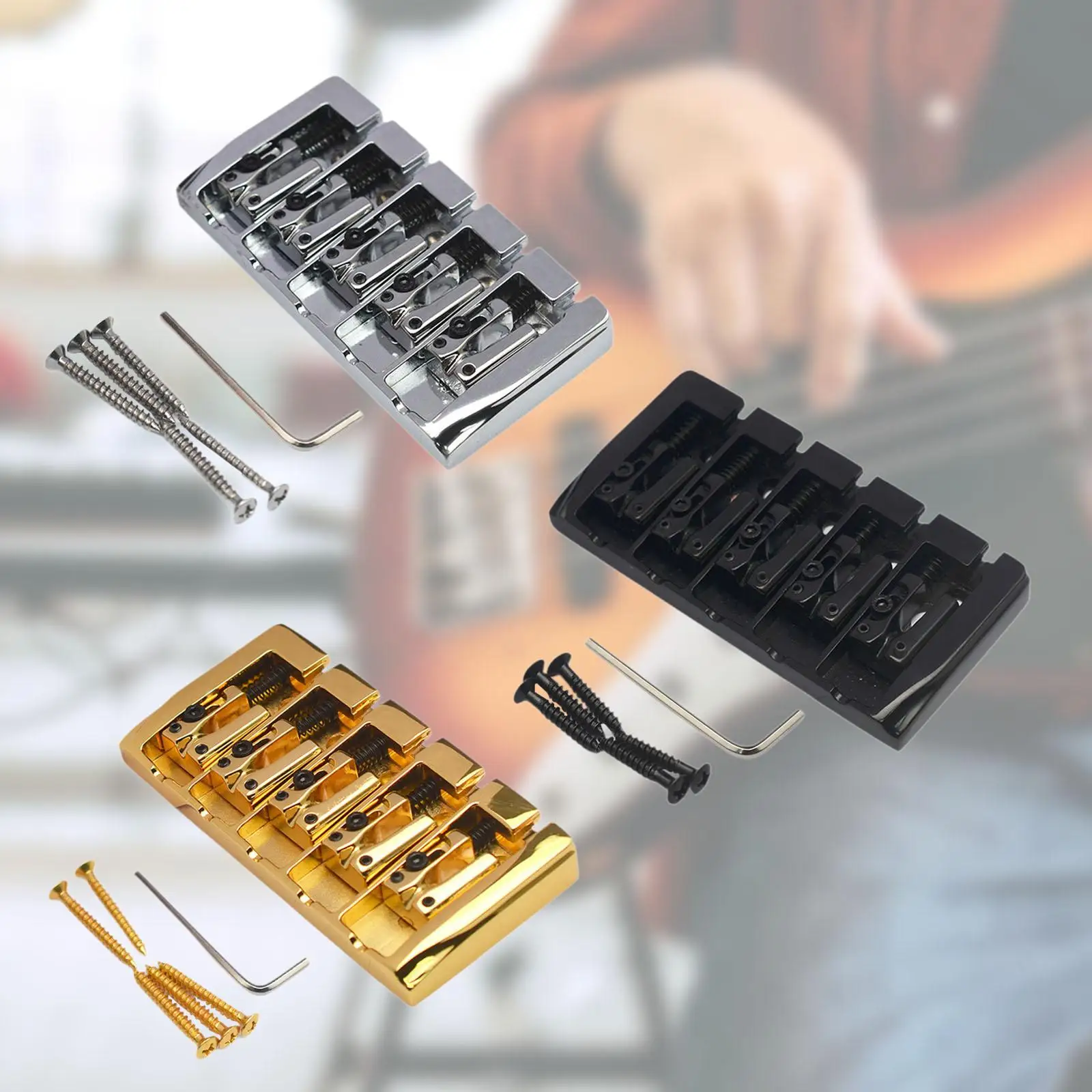 5 String Bass Bridge with Locking Saddles Replaces 5 String Fixed Bridge for Electric Bass Guitar Accessories Parts