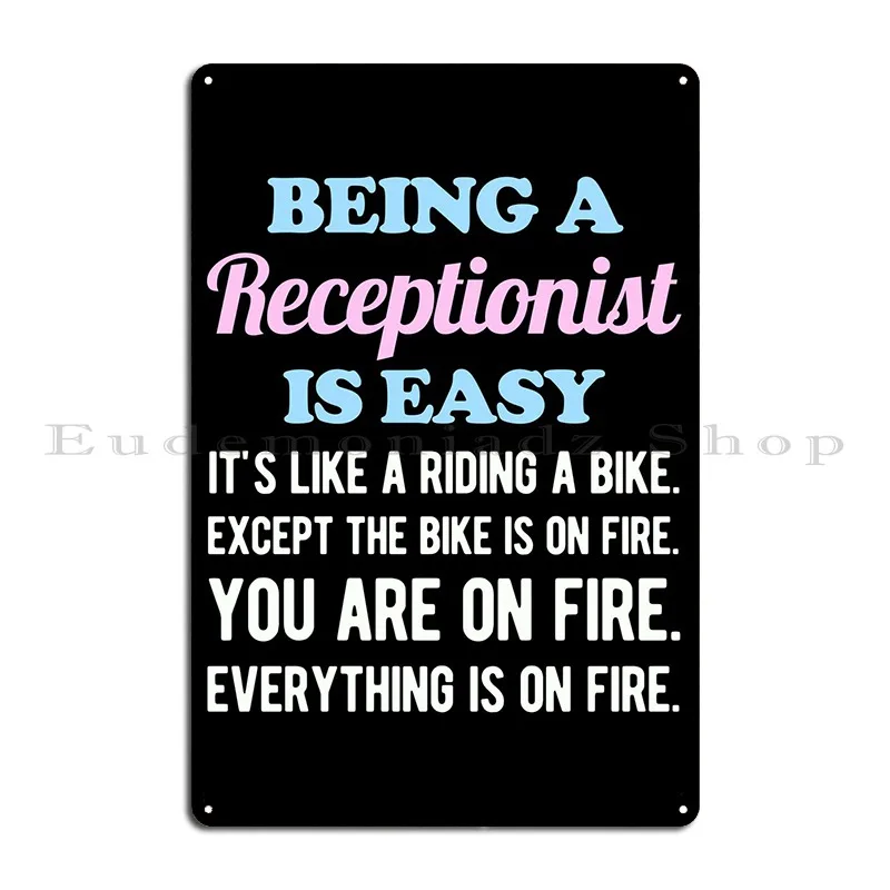 Receptionist Funny Metal Sign Wall Decor Bar Wall Decor Plates Design Tin Sign Poster