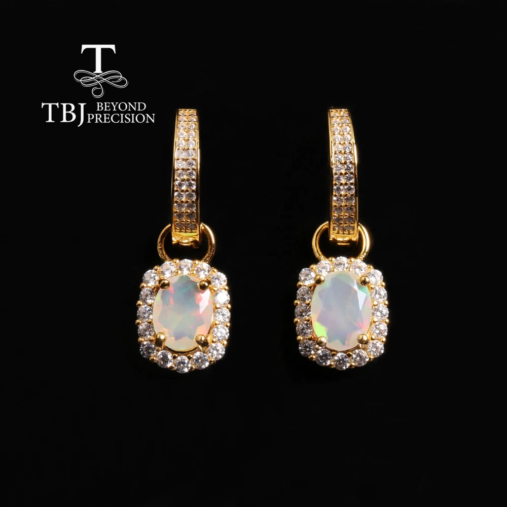 Two unique wear designs natural Opal drop earrings colorful gemstone with 925 silver fashion jewelry for women and girls