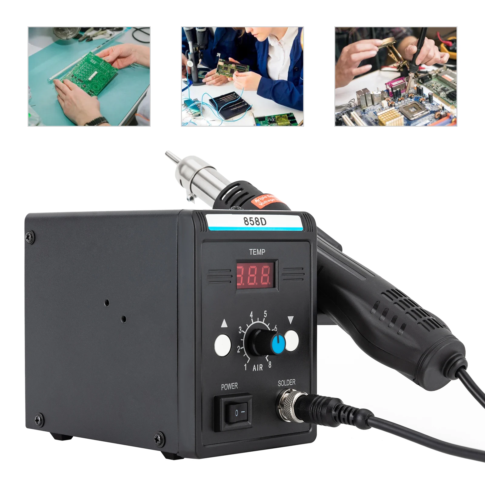 

Hot Air Rework Station 110V SMD Soldering Station with Heat Gun Set For Electronics Repairing Desoldering Welding