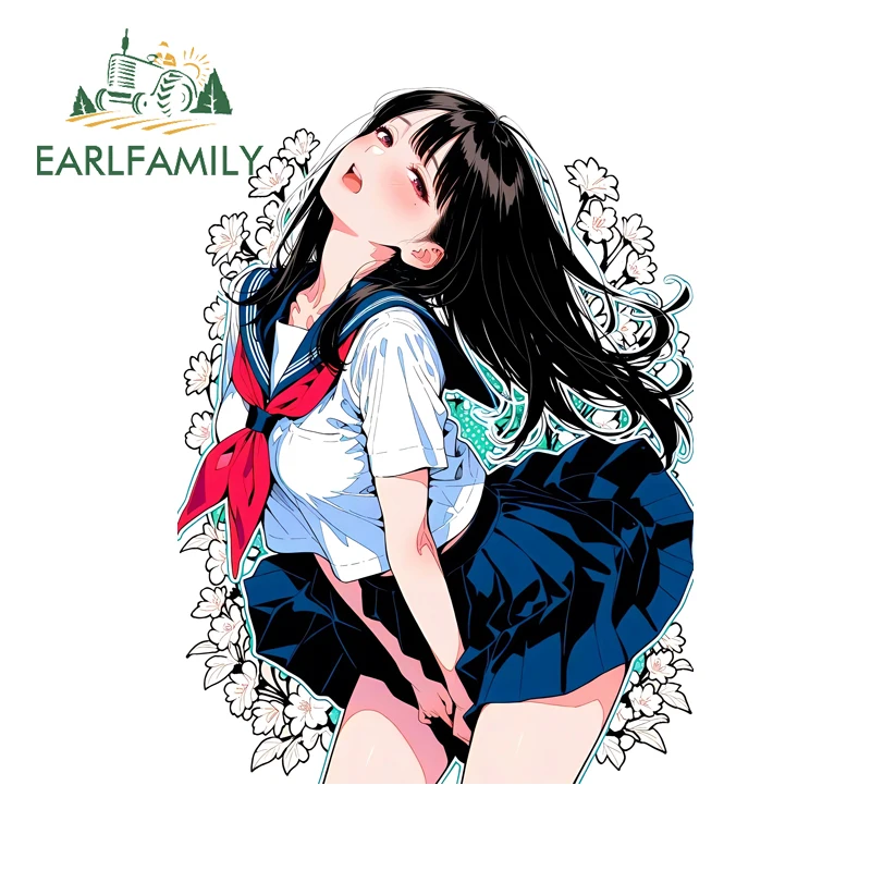 EARLFAMILY Beauytiful Sailor Suit Girl Car Stickers Eye-catching Rearview Mirror Toolbox Trunk Decal Scratch-Proof Car Wrap