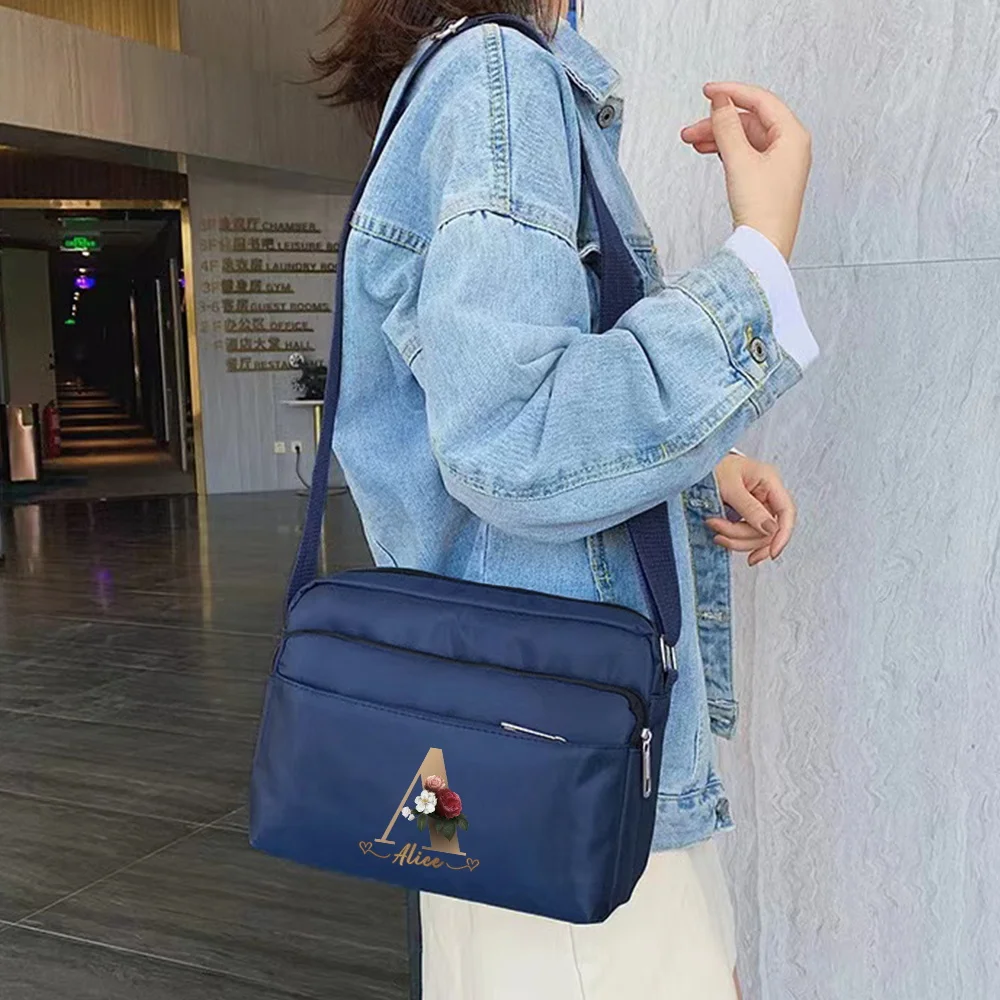 Personalized Custom Blue Shoulder Crossbody Bag High-quality and Durable Purple Women's Multi-layer Storage Bag Durable