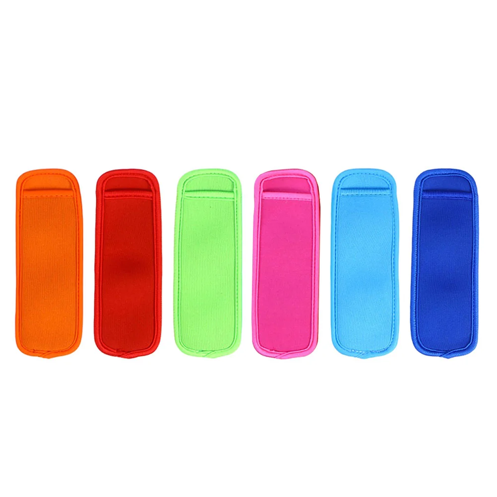 6 Pcs Colorful Popsicles Sets Ice Stick Holders Neoprene Cover Coolant for Car Filling Blank Toddler Child Icebox