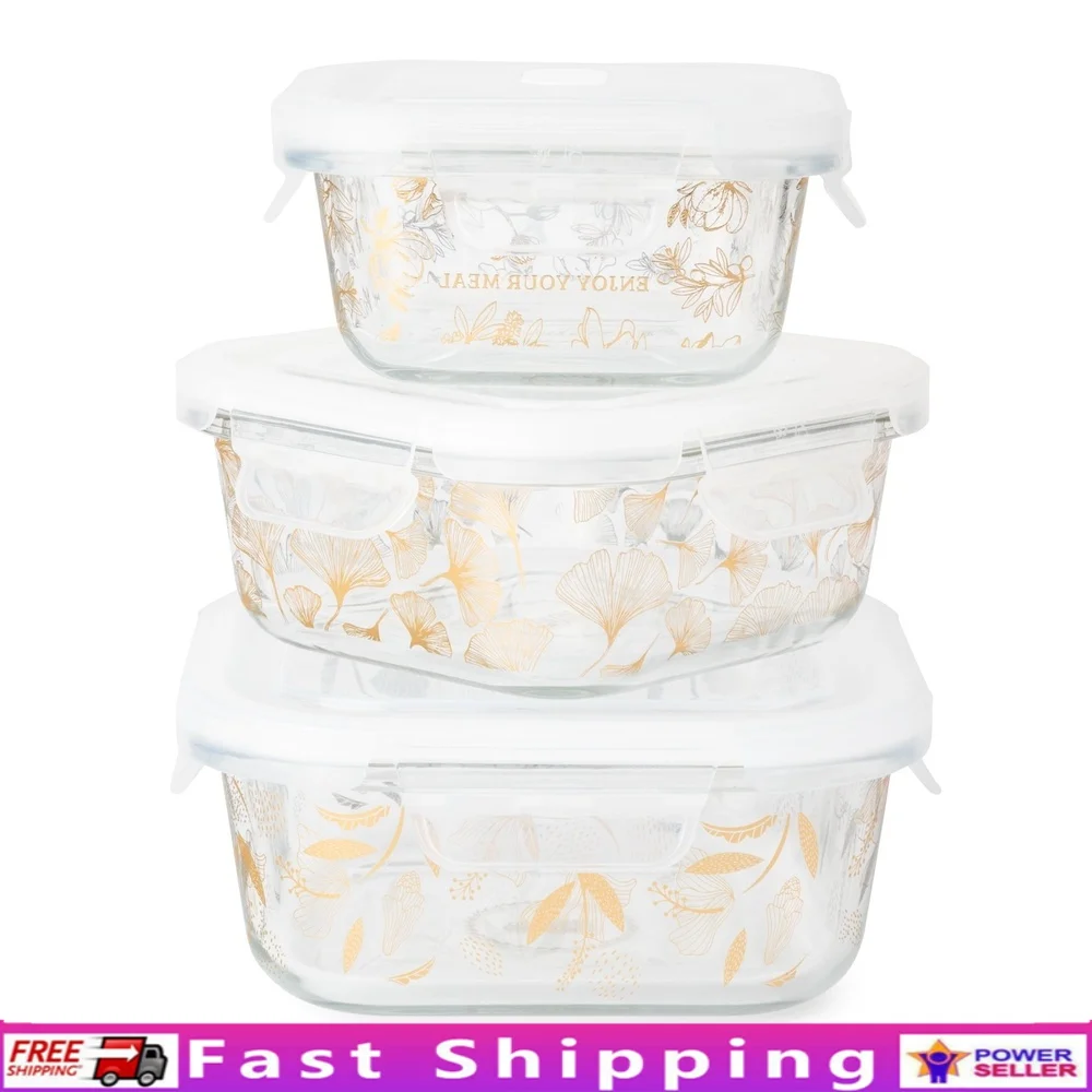 

Набор стеклянных контейнеров для хранения, 6 предметов, штабелируемые крышки с защелками, морозильная камера, безопасные банки для хранения продуктов, здоровая кухня для приготовления еды