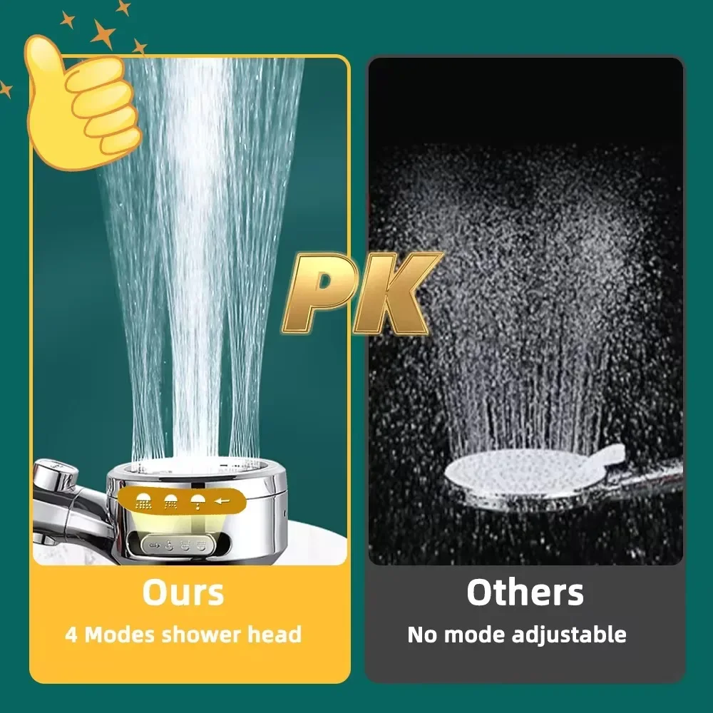 Digital LED Handheld Shower Head Water Saving High Pressure Showerhead Pressurized Adjustable Spray LCD Temperature Display