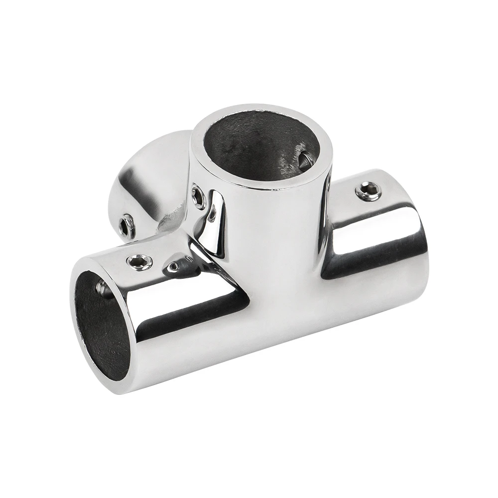 Stainless Steel 4-Way Pipe Connector Boat Hardware Rail Connector For 25mm Pipe Tubing Marine Accessories