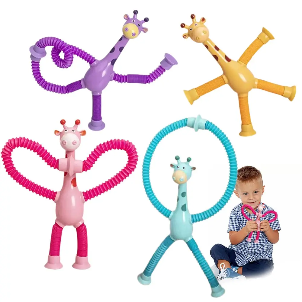 

1PCS Telescopic Suction Cup Giraffe Toy Shape Changing Giraffe Stretchy Suction Cup Toy, Decompress Educational Sensory Toys