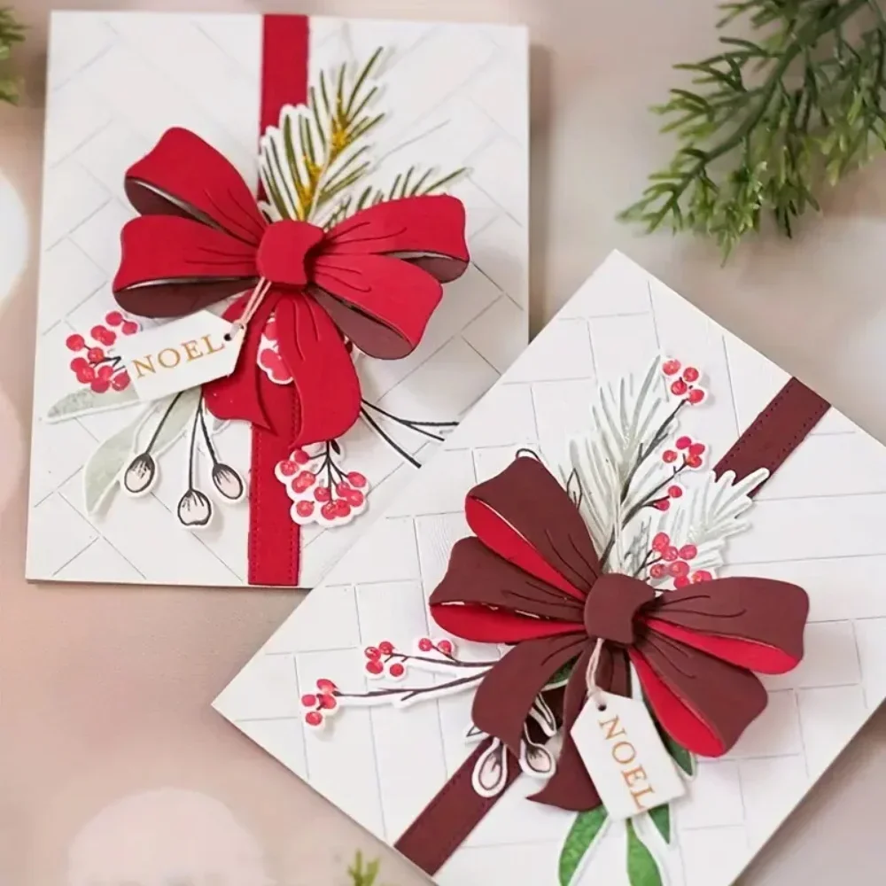 هولي كوز الصنوبر شجرة عيد الميلاد الزنجبيل المعادن قطع يموت القوس الفرح الكلمات يموت DIY بها بنفسك سكرابوكينغ بطاقة الديكور الحرفية صنع