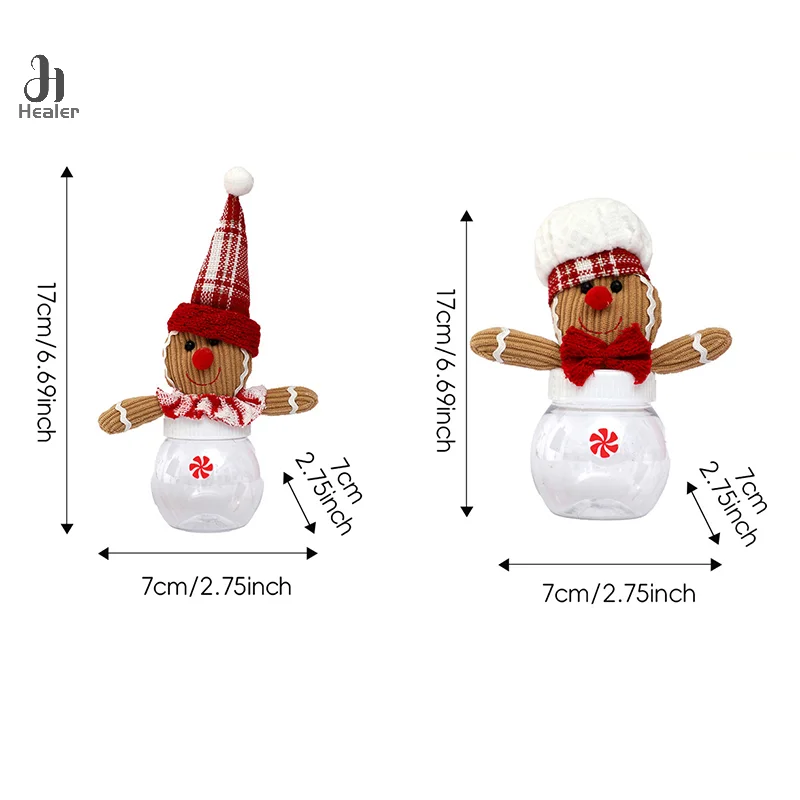 Christmas Gingerbread Man Candy Jar Cookies Snack Transparent Airtight Storage Jar Mini Gifts Case Cute Xmas Decoration