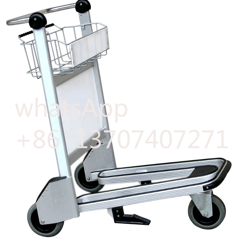 Aluminum Airport Train Station Hotel Luggage Baggage Cart Trolley With Brake