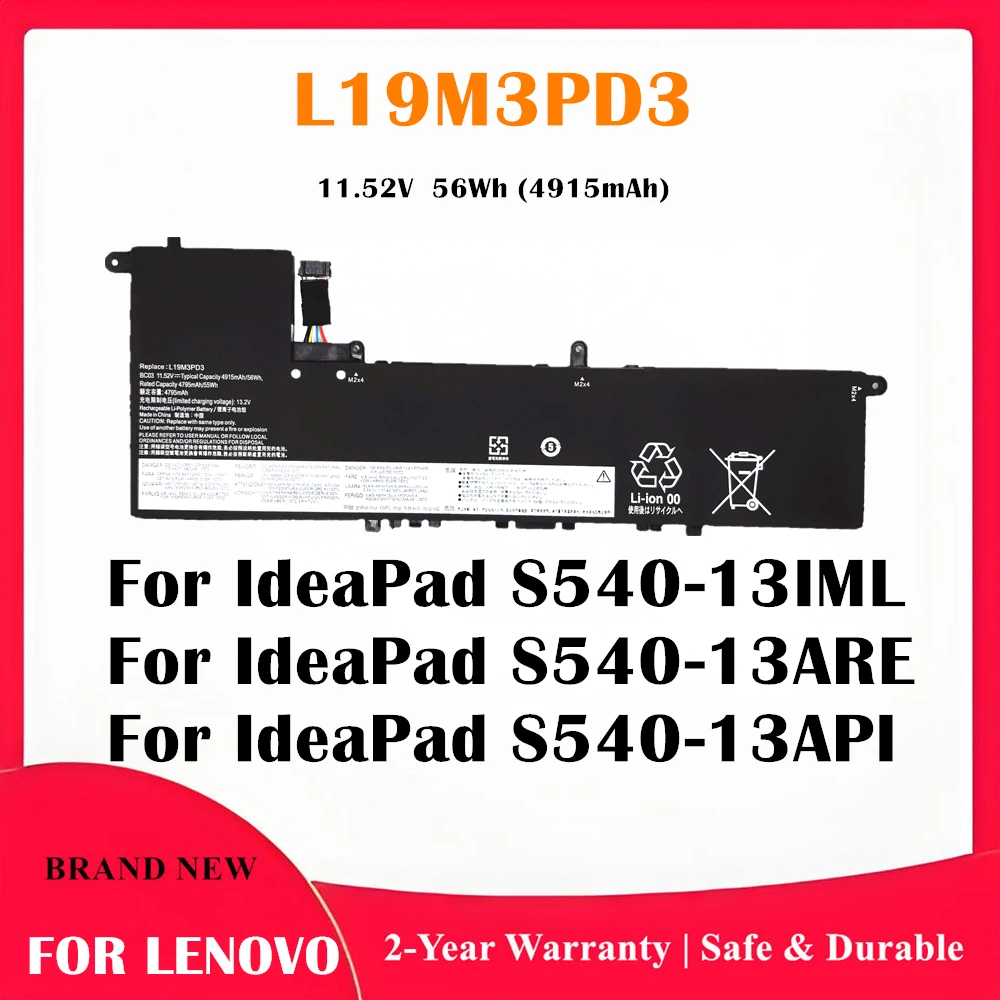 L19M3PD3 Battery For Lenovo IdeaPad S540‑13IML S540‑13ARE S540‑13API L19L3PD3 L19D3PD3 56Wh Laptop