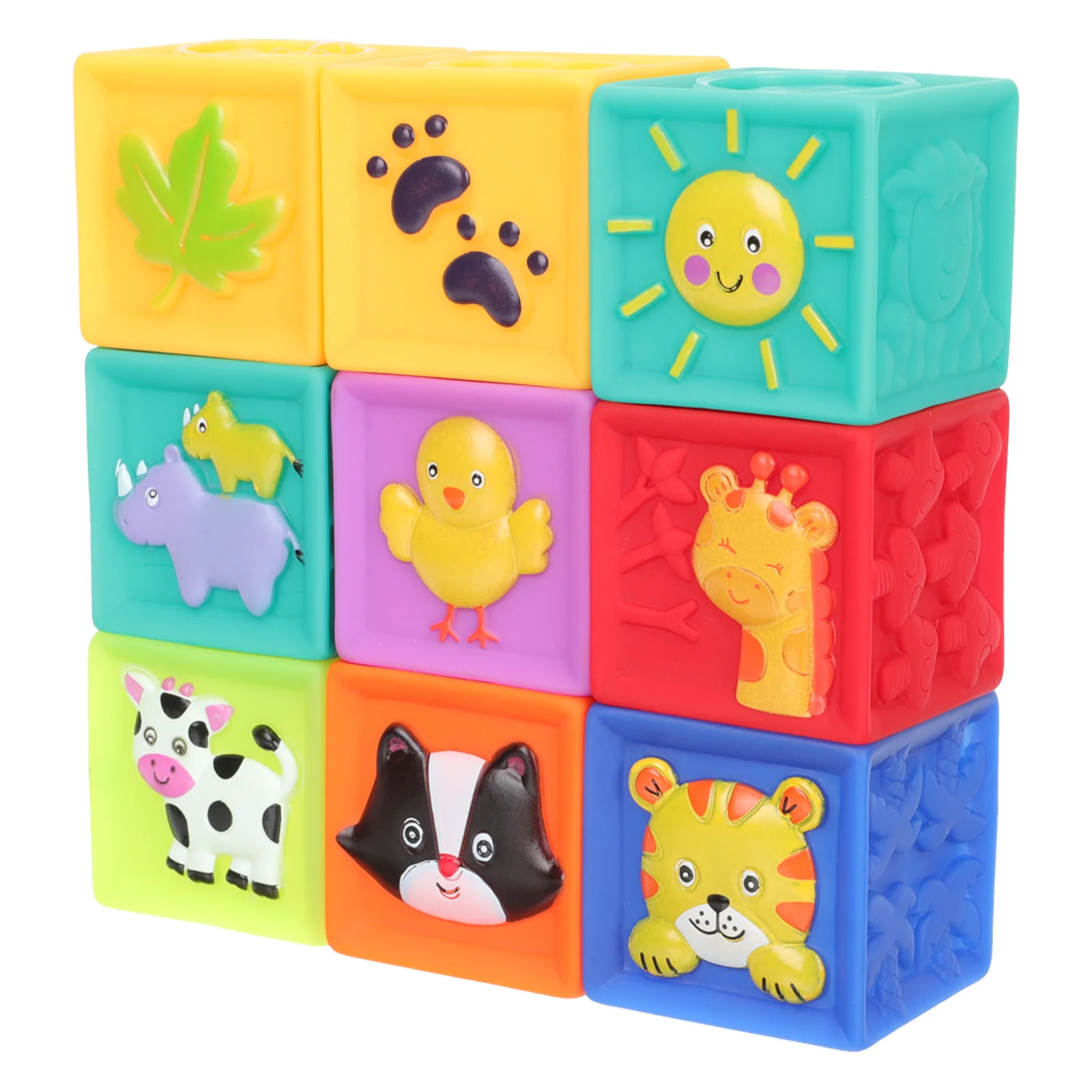 9 Pcs Set Soft Rubber Building Blocks Toddler Kids Toy Infant Stacking Toys Pvc for Toddlers 1-3