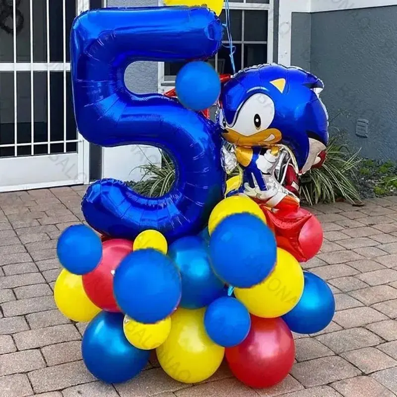 Sonic the Hedgehog Children's Birthday Party Balloon Set Aluminum Film Digital Balloon Sonic the Hedgehog Baby Shower Decoration