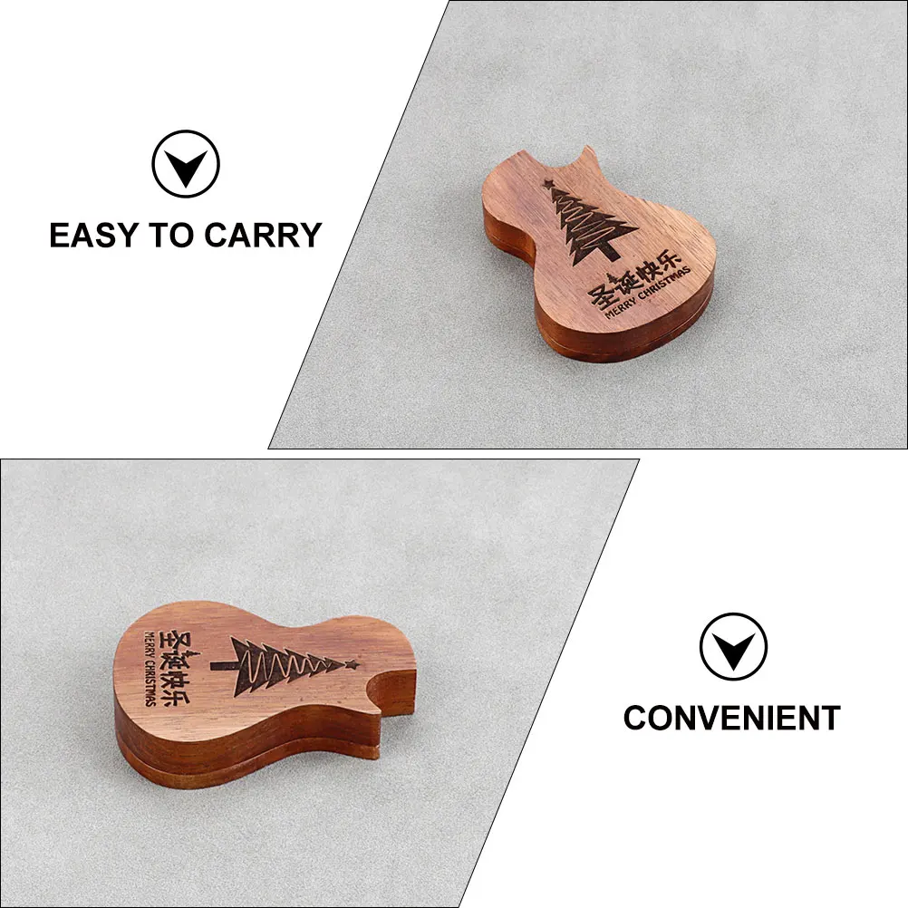 

Christmas Tree Guitar Picks Storage Container Case Plectrum Wood Plectrums Holder