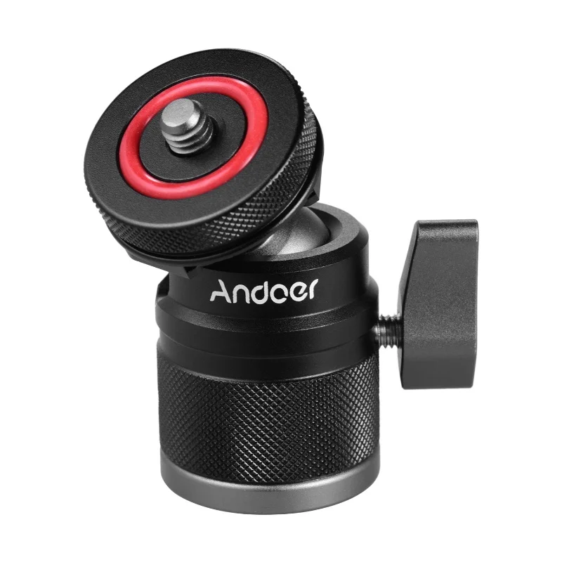 

Шаровая головка Andoer 2-в-1 с креплением Cold Shoe и винтом 1/4, поворот на 360 градусов ° Поворотный кронштейн из алюминиевого сплава, совместимый с камерой