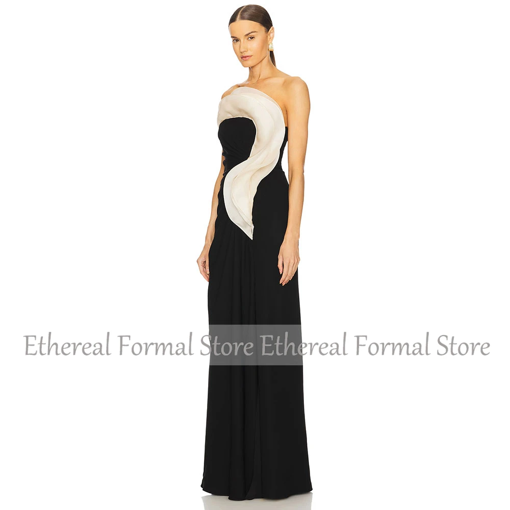 Elegant Black Women's Evening Gown Strapless Sleeveless Mermaid Slit Simple Floor Length Formal Party Dress 2025 Prom Dress