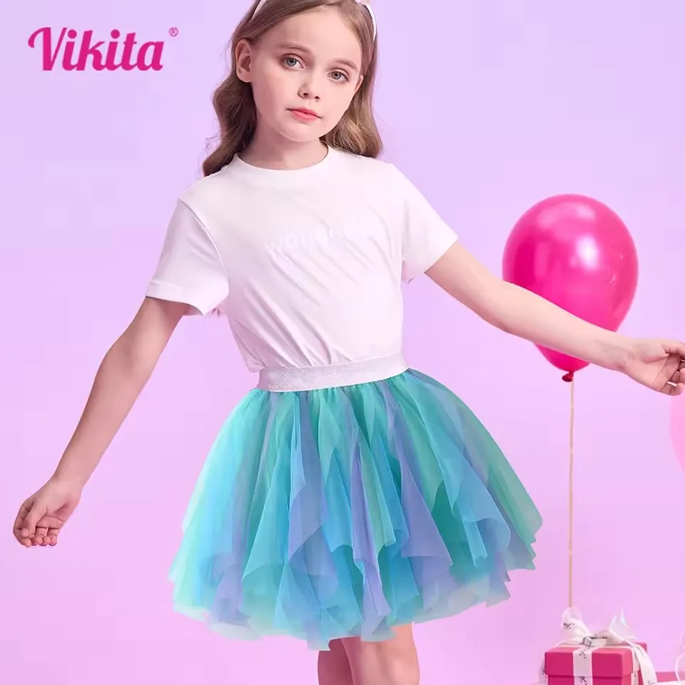 VIKITA Mädchen Tutu Röcke Kinder Prinzessin Geburtstag Party Ballett Tanzen Pettiskirts Kinder Farbverlauf Ballkleid Kinder Blaue Röcke