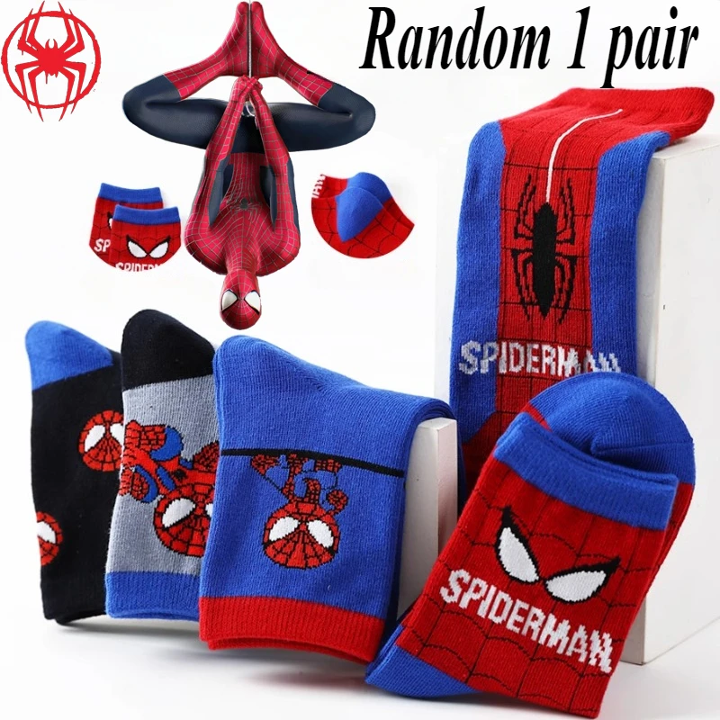 New Fashion Trend Disney Delicate Baby Socks Spidered Man Canvas Anime Hero Cotton Boys Tube Socks Children Autumn Winter Kids