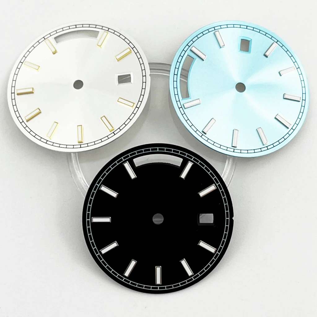 ST1644 Quadrante 28,5 mm Nero/Bianco Sterile Verde Luminoso Quadrante Orologio Movimento Automatico Accessori Per Orologi Con Finestra Calendario