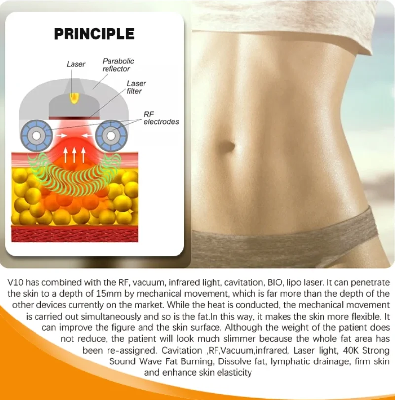 V10 Multifunctional VELABODY SHAPE Body Slimming Cavitation Cellulite Fat Removal Vacuum Roller eye care Weight loss machine