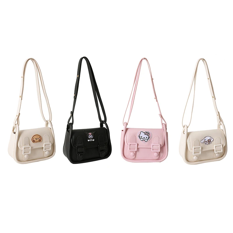 

Kawaii Sanrio Kuromi Hello Kitty Cinnamorol Cambridge Bag Solid Color Versatile Underarm Bag Shoulder Bag Fashion Square Bags