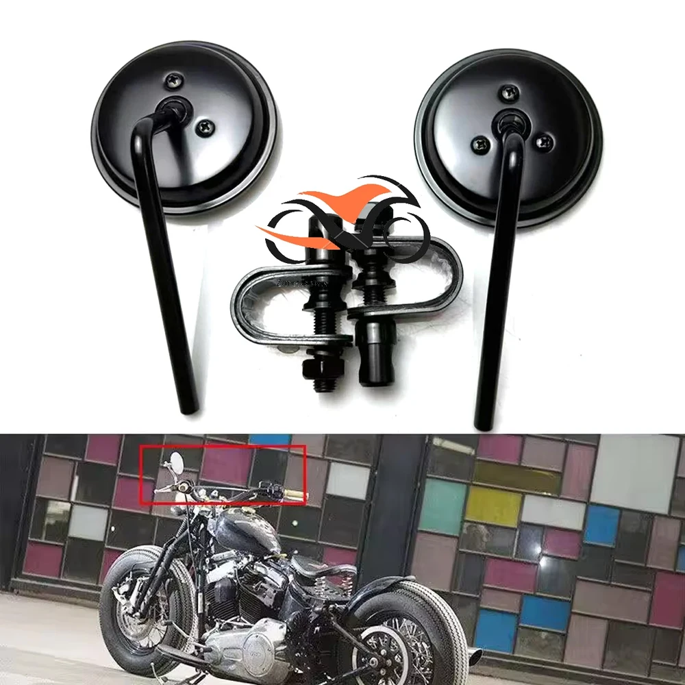 

M8 Motorcycle Round Rearview Mirror Side Mirrors Retro Rear Mirrors for Harley Dyna Bobber Chopper Sportster Old School Touring