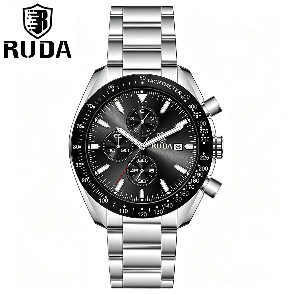 2027RUDA genuine six-pin multi-functional silicone belt steel belt waterproof business trend quartz men's watch explosion