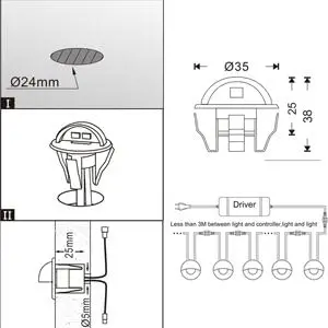 حزمة من 30 مجموعة مصابيح LED بيضاء دافئة ذات جهد منخفض Φ1.38 مصباح ديكور للباحة في الحديقة الخارجية خطوة مسار المناظر الطبيعية