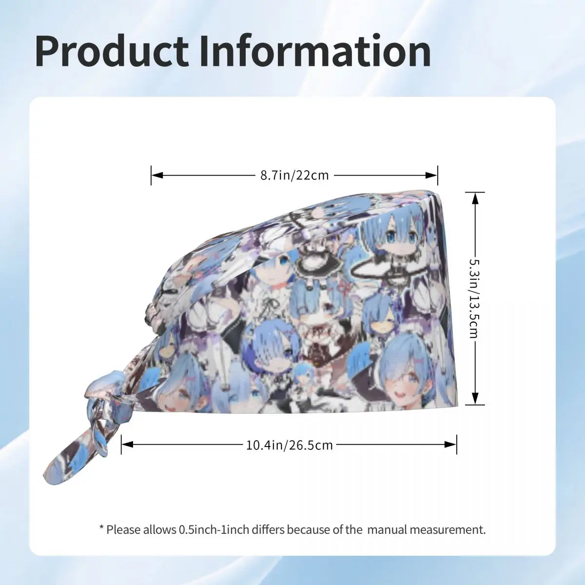 Aangepaste Re Zero-Remes Cartoon schoonmaken werkmuts Comfortabele Unisex Vintage Scrub Cap Chirurgische Hoed Verpleegkundige Scrubs Hoed Verpleegster