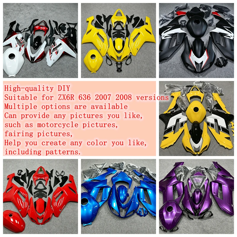

4Gifts New ABS Motorcycle Full Fairings Kit Fit For Kawasaki ZX6R 2007 2008 Bodywork Set A variety of options are available