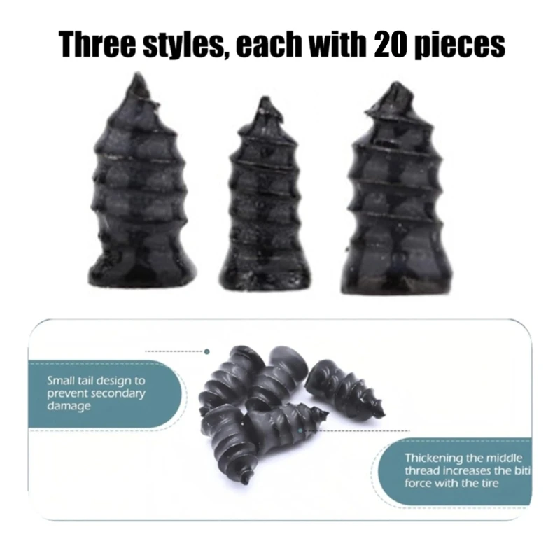 60Pcs Reliable Tire Plug Steel for Easy Fix Includes Screwdriver & Pliers
