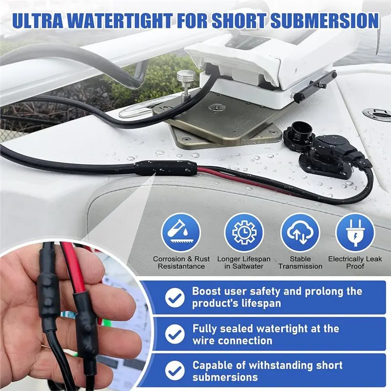 DT17 Trolling Motor Plug 1865120 MKR-28, Male Female Socket Connector 60A 48V for Freshwater Saltwater Marine