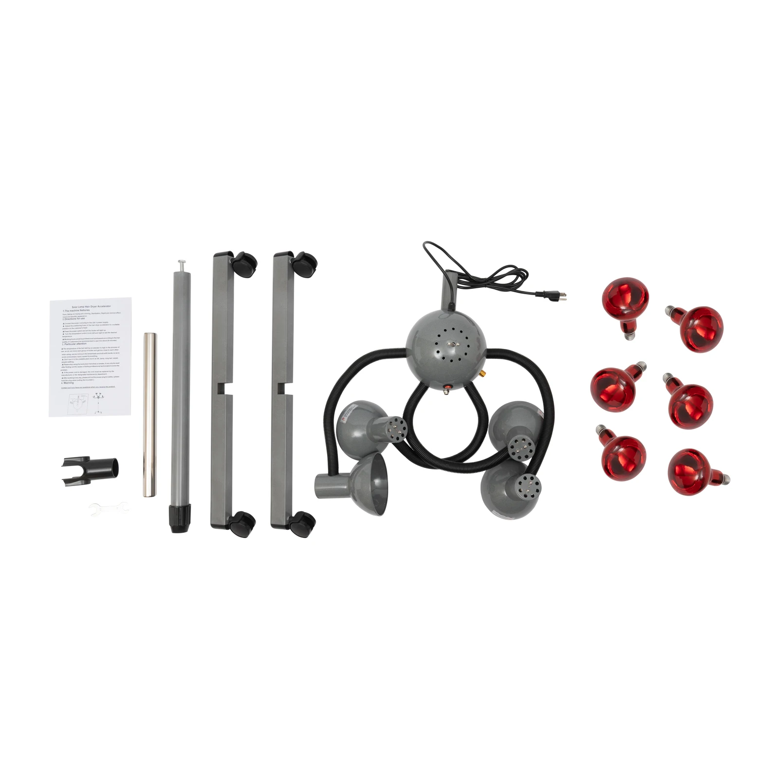 Multi-Head Infrared Heat Lamp – 750W, Perfect for Perming, Dyeing & Hair Care, 5 Red Heads for Salon Efficiency