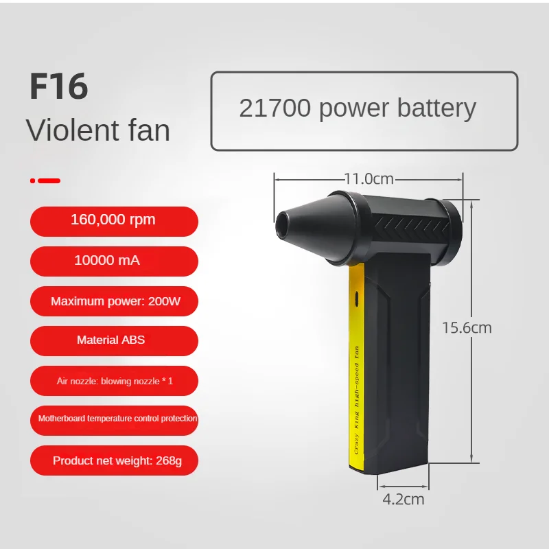 60m/S,160000RPM Super wind Mini Turbo Jet Fan 10000MAH Handheld Brushless Motor Generation Blower industrial Duct Fan outdoor