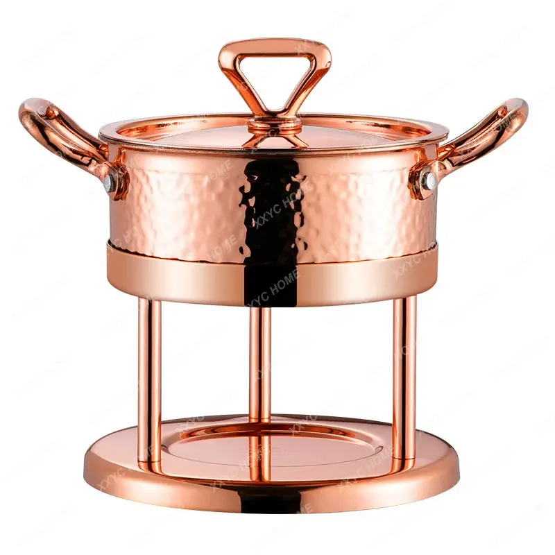 Small Hot Pot 16cm Clear Soup Pot One Person One Pot 304 Three-Layer Steel Stainless Steel High-Grade Small Hot Pot