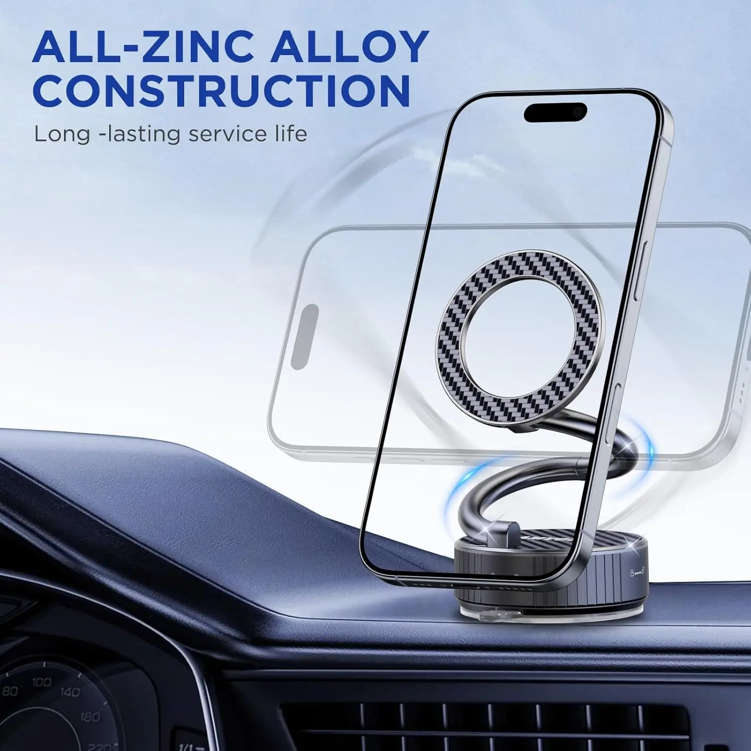 Автомобильное крепление Magsafe, магнитный держатель для телефона, 360° °   Регулируемая прочная присоска, складная для автомобиля