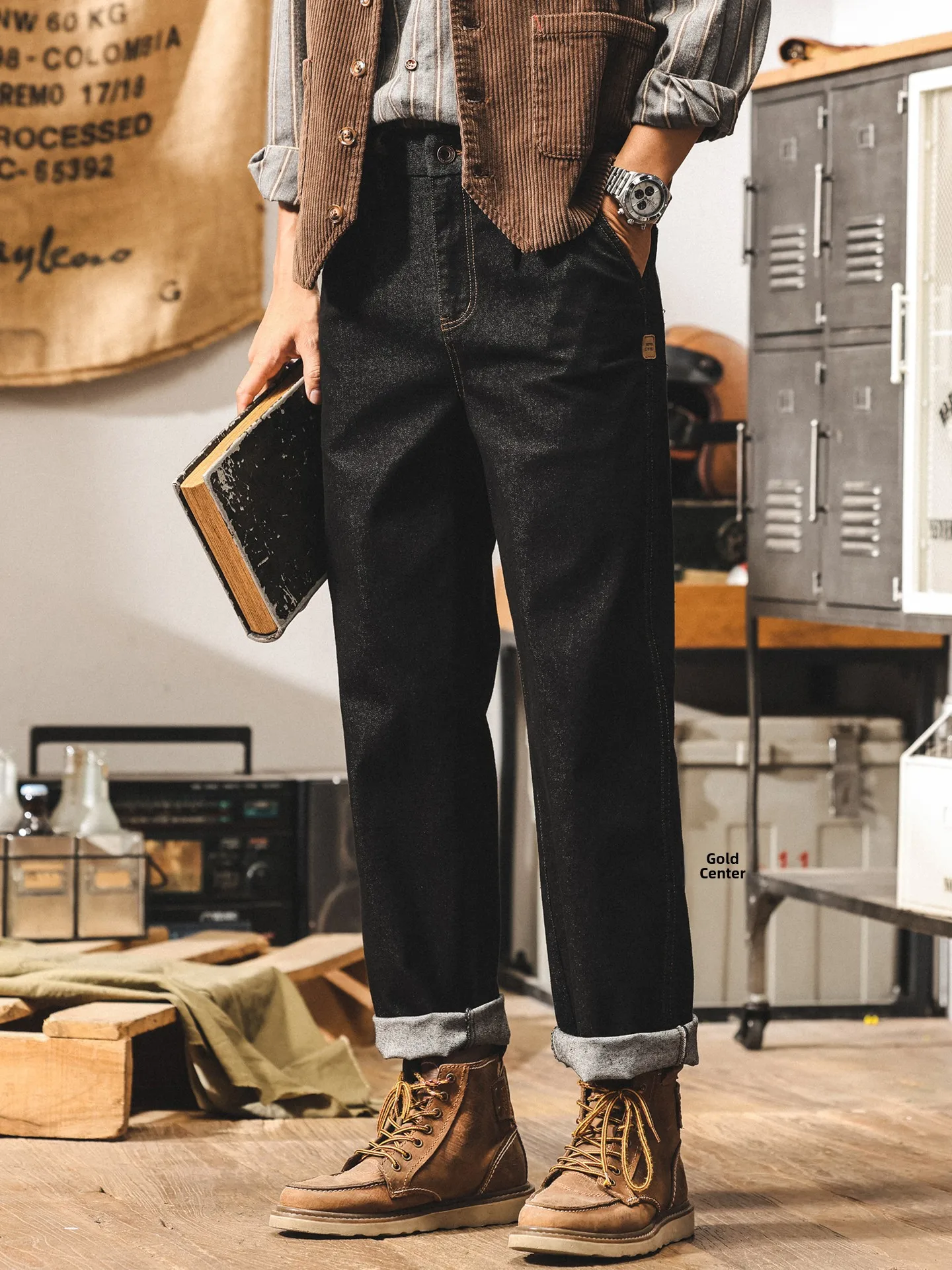 

Джинсы с американской талией в стиле ретро, мужские летние новые прямые брюки, простые повседневные модные длинные брюки из смеси хлопка и полиэстера