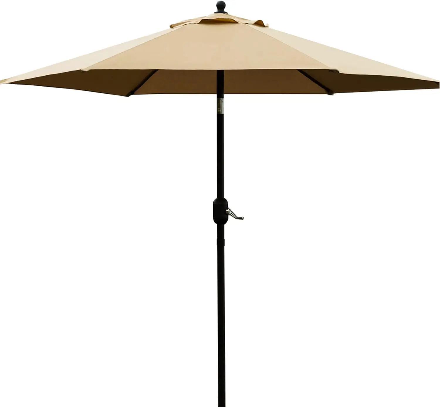 7.5' Outdoor Patio Umbrella with Push Button Tilt & Crank, 6 Ribs, Tan - Lightweight Aluminum Pole