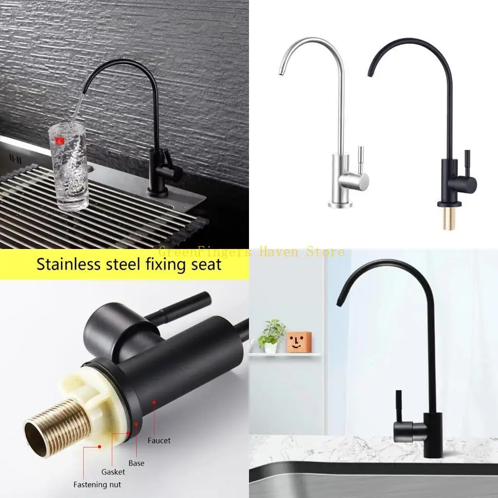 F68D Faucet Drinking Water Faucet for Under Sink with a Water Purifier Connector High-spout(Black/Silver)