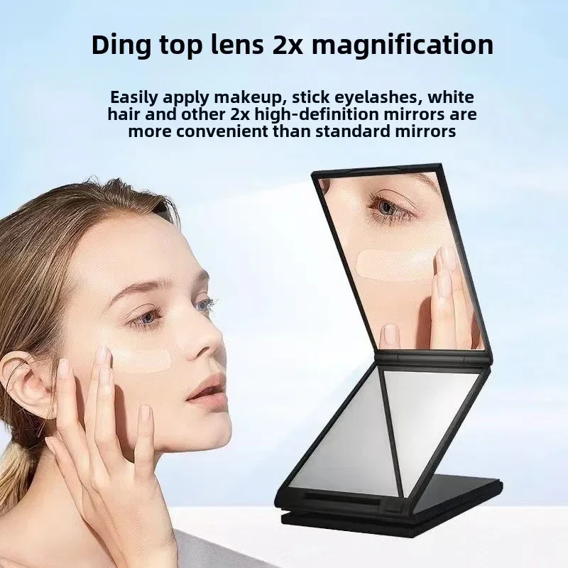 4 Sides Foldable Makeup Mirror 360 Angle Folding Portable Makeup Mirror Handheld Desktop Grooming Mirror Rearview Makeup Tools