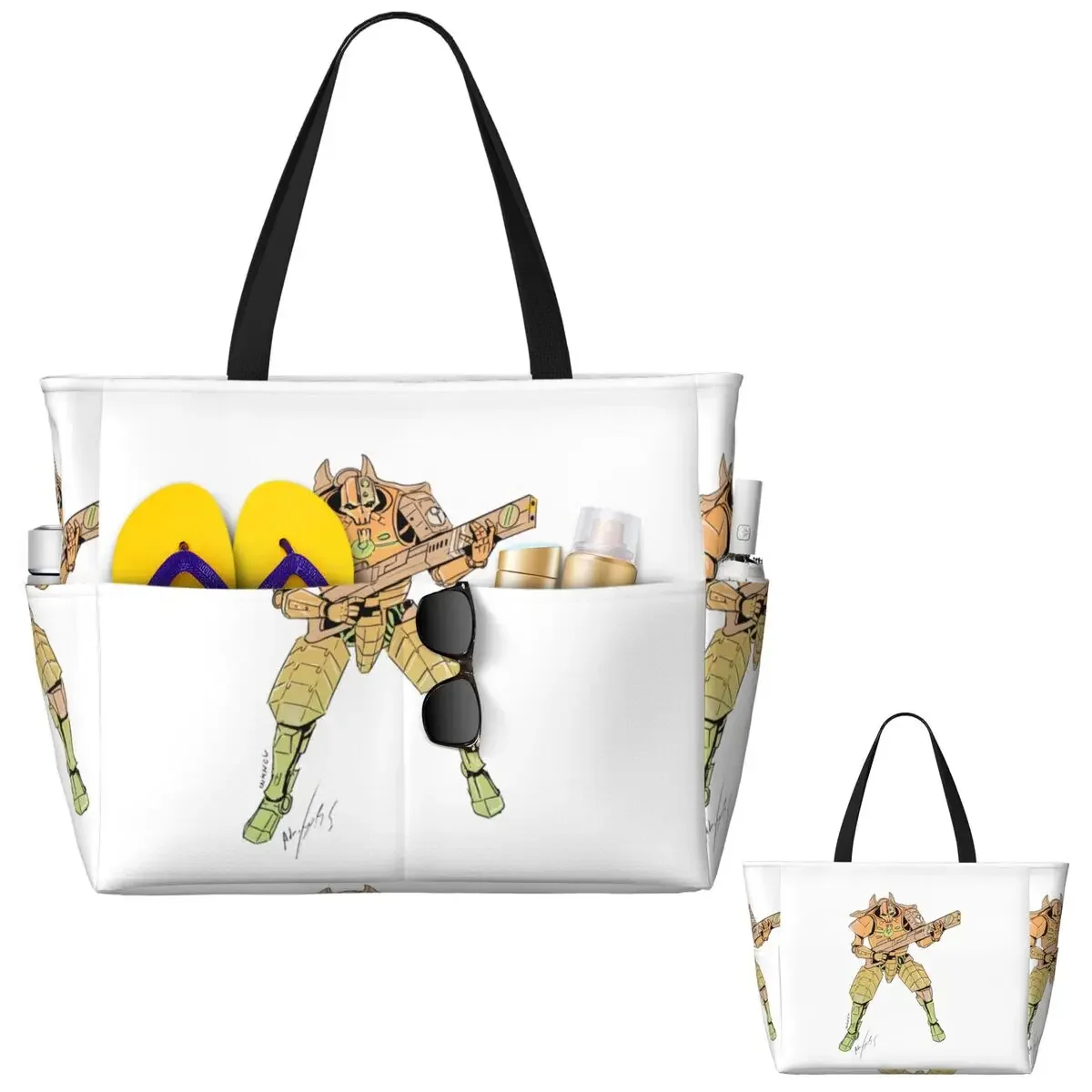 Necron With Tau Armor Beach Tote Bag Sport Gym Yoga Duffle Large Tote Bag Women Travel Bag Fitness bag