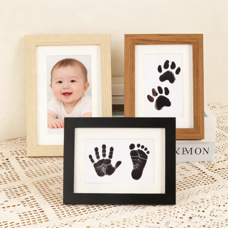 DIY Wooden Photo Frame Kit for Baby & Pet Paw/Handprint Memory No Mess Ink Pad Included Perfect Gift for Newborn And Pet Lovers
