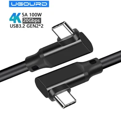 UGOURD 4K 20Gbps Elbow USB C Cable Fast Charge Type C For Iphone 15 PD100W 5A Quick Charge For Apple MacBook Pro Samsung Xiaomi
