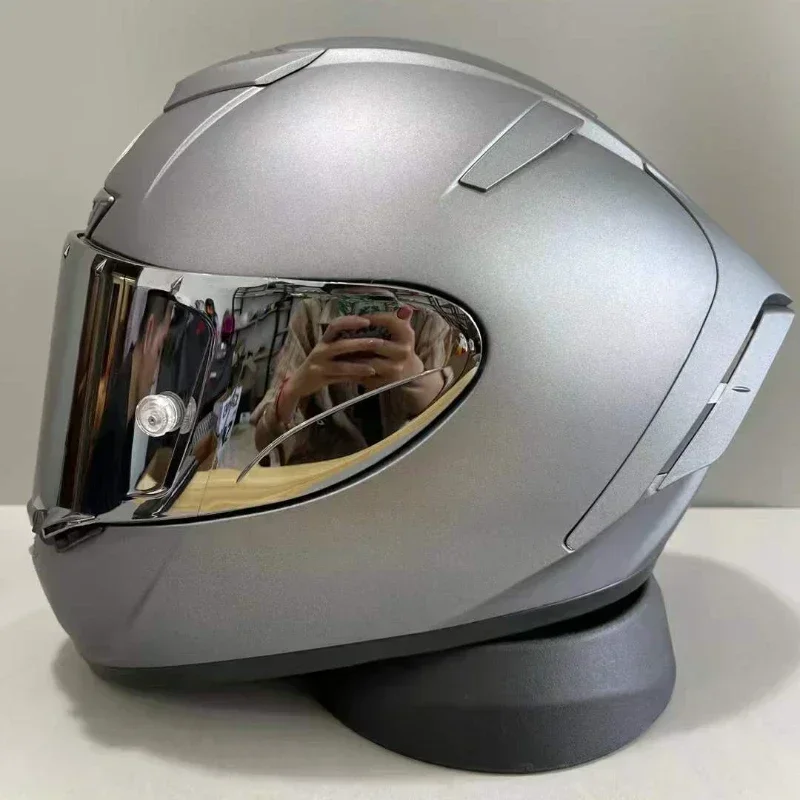 SHOEI Full Face Capacete de Motocicleta, X-Quatorze, X-14, X-SPIRIT III, Prata Matte, Corrida Esportiva