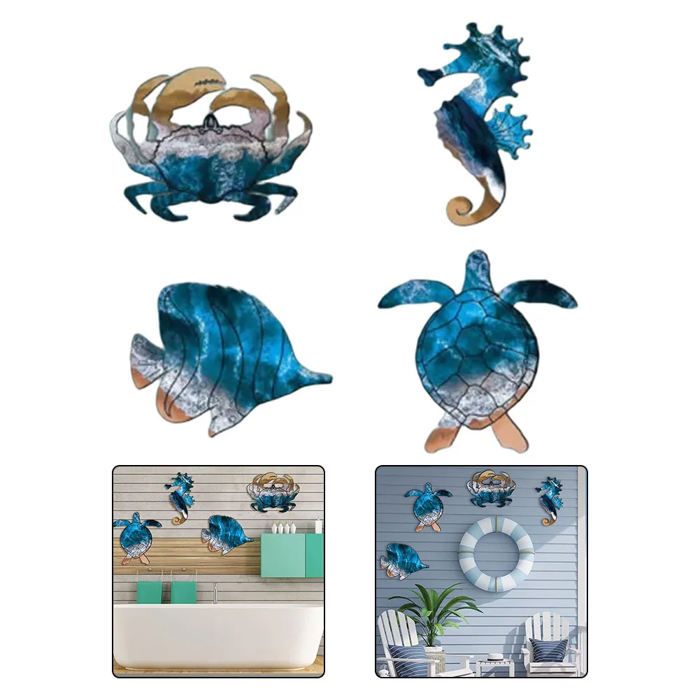 

Metal For Beach Themed Wall Art Featuring Sea Animals Turtle Crab For Seahorse for Indoor Outdoor Coastal Room Decor